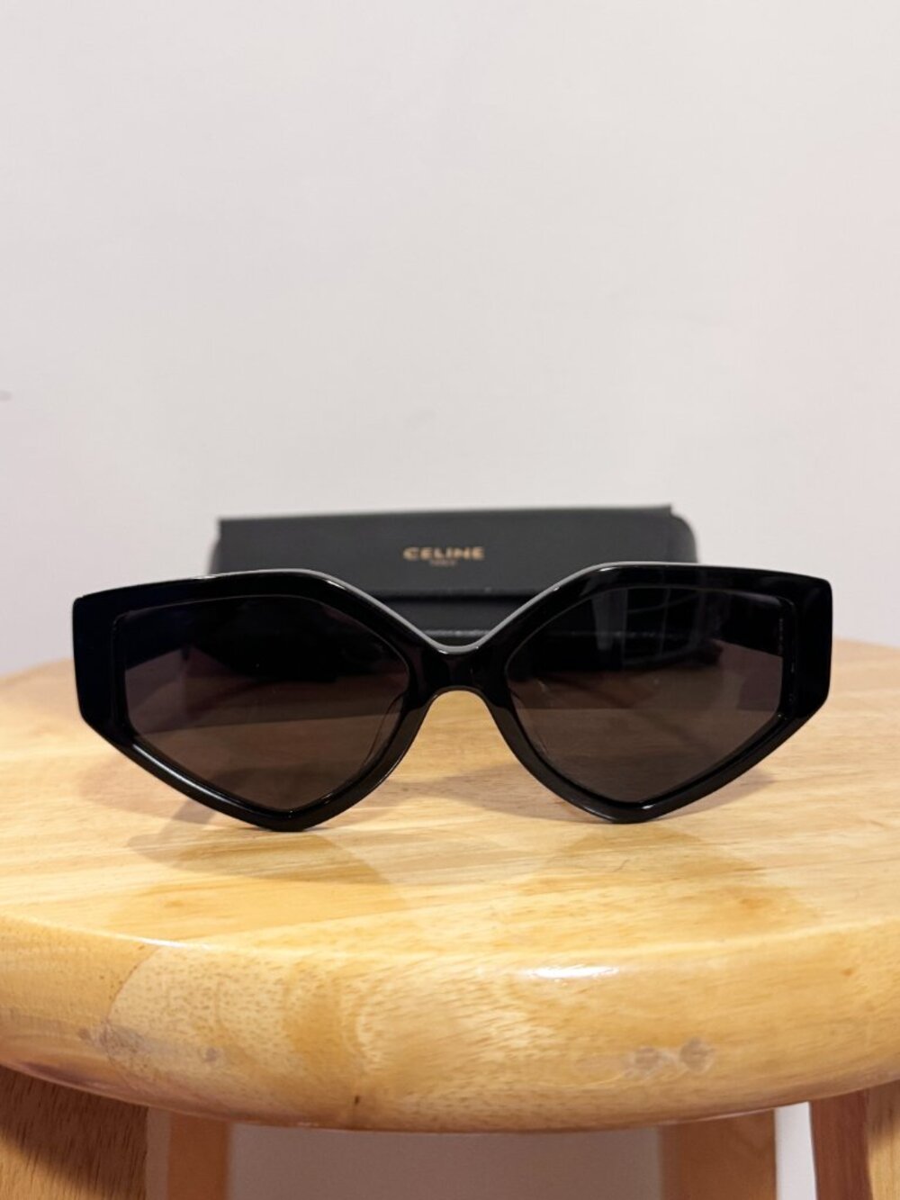 Celine CL40229F 01A Black Angular Geometric Sunglasses 57-17 145 Made in Italy
